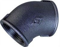 Sort Vinkel. 45° 1 1/4" BSP. M/M